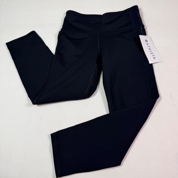 Athleta Pants - Athleta Chaturanga Capri XS Black High Rise Wicking Activewear Leggings 816130